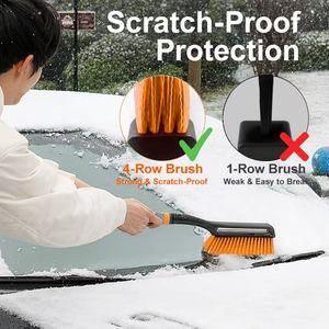 Sikat salju mobil pengikis es sikat salju sikat salju es pengikis Kombo busa sikat salju mobil Oranye sikat salju musim dingin alat penghilang salju - Product Image 6