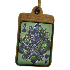 Impression Animal avec pistolet oiseau bleu avec gilet tenir pistolets Patch vert carte à jouer colère gorille noir as étiquette chapeau en <span class=keywords><strong>tissu</strong></span> à coudre - Product Image 6