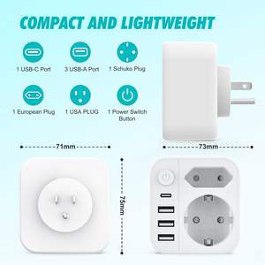 Offre Spéciale Allemagne <span class=keywords><strong>Adaptateur</strong></span> de prise de voyage 3 USB 1Type C 16A <span class=keywords><strong>Courant</strong></span> nominal Personnalisé <span class=keywords><strong>Europe</strong></span> USA <span class=keywords><strong>Adaptateur</strong></span> de prise SDK en gros - Product Image 2