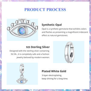 Plata de Ley 925 brillante diablo <span class=keywords><strong>demonio</strong></span> ojo medallón encanto colgante cierre para collar pulsera - Product Image 3