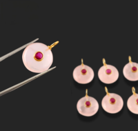 Pendentif en pierre précieuse ronde en quartz rose naturel, pendentif incrusté, bijoux en argent sterling 925, pendentif exquis, prix de gros