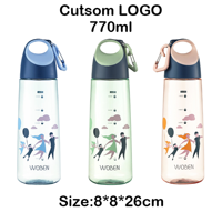 Nouvelle Bouteille d'Eau en Plastique 770ml Style 2026 avec Couvercle Anti-Fuite, Conception Portable pour Boire Directement, Sans BPA, Compatible Lave-Vaisselle pour l'Extérieur
