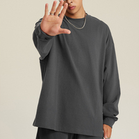 Streetwear T-shirts pour hommes 2025 Plain100 % coton Vêtements pour hommes Logo personnalisé T-shirt à manches longues surdimensionné avec épaules tombantes pour hommes