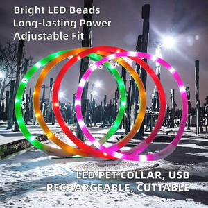 XLC 창의적인 애완동물 발광 USB 충전식 플라스틱 개 목걸이 LED 라이트 비즈 플래시 조절 가능 디왈리 - Product Image 2