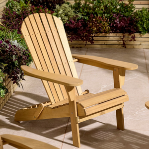 เก้าอี้ไม้ Adirondack ทำจากไม้สนแท้ สำหรับใช้งานกลางแจ้ง เฟอร์นิเจอร์สวน ทนทานต่อสภาพอากาศ ทันสมัย สะดวกสบาย เหมาะสำหรับอพาร์ทเมนต์ ห้องรับประทานอาหาร ระเบียง และสวน - Product Image 1