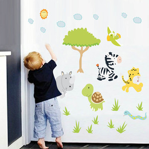 Zebra turtle trees and flowers adesivi per la casa in Pvc adesivi per cartoni animati animali adesivi murali per la camera dei bambini nursery school decalcomania della parete - Product Image 2