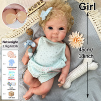 Direkt vom Hersteller 18 Zoll Lockiges Haar Silikon Reborn Babypuppe Handgefertigt für Therapie und Heimdekoration Bebe