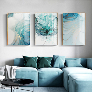 Poster di fiori astratti moderni blu stampa <span class=keywords><strong>acquerello</strong></span> natura ancora immagine di arte della parete decorazione per la casa pittura di porcellana di cristallo - Product Image 2