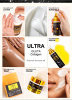 Ensemble de soins de la peau blanchissants du fabricant, crème au glutathion et à la niacinamide, lotion corporelle, écran solaire SPF50+, savon éclaircissant, ensemble de soins de la peau