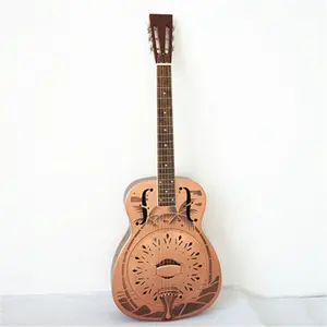 China Aiersi Brand Style O Hawaii Tree Sandblasted Bell Brass Blues Slide Resonator guitar A38-RC