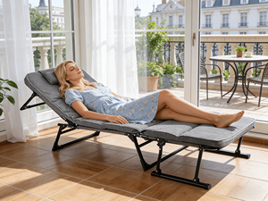 Fauteuil inclinable simple et pliable, portable, double usage, avec rangement, cadre métallique portable, multifonctionnel, pour la maison, le bureau, la sieste - Product Image 5