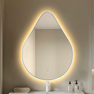 Achat en gros de miroirs intelligents à LED muraux avec cadre en aluminium et interrupteur tactile, ensemble de miroirs en forme de goutte d'eau - Product Image 3