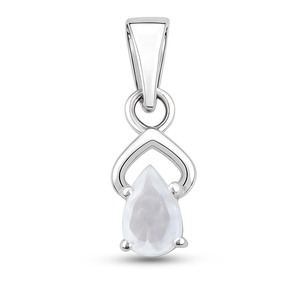 จี้รูปหยดน้ำมูนสโตนชุบโรเดียมบนเงินสเตอร์ลิง - Product Image 1