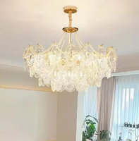 Lustre en cristal à plusieurs niveaux Boyid, LED 3500K blanc chaud, lampe suspendue en verre, finition cuivre laiton, décoration de villa