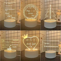 Tableau de calendrier mémo en acrylique personnalisé 16 couleurs, lampe de nuit, tableau d'écriture effaçable, lumière de table LED 3D, cadeau d'anniversaire, décoration de fête