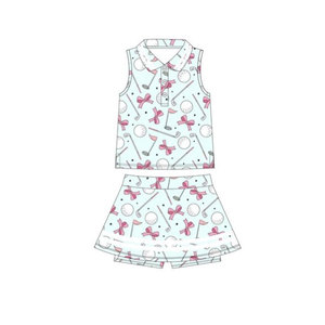 GLS0049 Ensemble personnalisé pour petite fille active, motif western bleu-vert, tenues pour enfants, vente en gros, ensemble à manches longues pour fille - Product Image 5