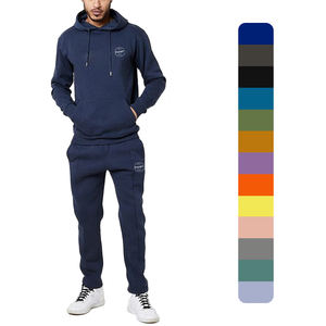 Chándales de felpa francesa deportivos de moda con estampado en relieve de logotipo de marca personalizado para hombres 460 GSM sudaderas con capucha de alta calidad pantalones de chándal de invierno - Product Image 1
