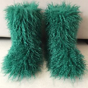 รองเท้าบูทสำหรับผู้หญิงสไตล์มองโกเลียรองเท้าขนยาวสีสันสดใสสำหรับเด็กผู้หญิงรองเท้าลุยหิมะแบบลำลองไม่ลื่นทำจากยาง - Product Image 5