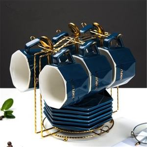 Vente flash - Ensemble de tasses à café et à thé en porcelaine nordique de forme octogonale - Product Image 5