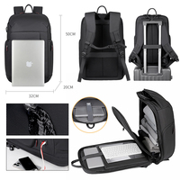Sac à dos pour ordinateur portable tendance, imperméable, résistant à l'usure, avec plusieurs poches, avec port USB et Type-C pour la recharge, idéal pour les voyages d'affaires