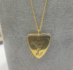 قلادة مخصصة من الفضة الإسترليني سلسلة ربط عصرية موسيقى الروك المجنونة محفورة روك أند رول قلادة قلادة اختيار الغيتار - Product Image 5