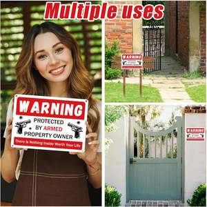 Segno di pistola per la <span class=keywords><strong>sicurezza</strong></span> della casa, impermeabile facile da leggere protetto dal proprietario di proprietà armato etichetta <span class=keywords><strong>privata</strong></span> per casa giardino giardino - Product Image 5
