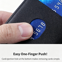 Porte-cartes magnétique et support de téléphone avec miroir, en cuir PU, portefeuille pliable avec béquille pour cartes de crédit, compatible avec les séries iPhone
