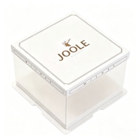 Boîte à gâteau carrée de luxe en PET recyclable avec laminage mat transparent, impression UV, emballage personnalisé pour gâteaux d'anniversaire et desserts, logo sur mesure