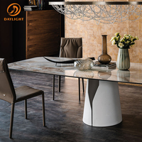 Set de meubles modernes, lot de 4 chaises, chaise et table de cuisine en marbre carré gris