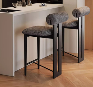 Tabouret de bar ergonomique moderne en bois massif avec dossier cylindrique, siège rembourré, structure robuste et repose-pieds <span class=keywords><strong>pour</strong></span> bar à domicile, salle à manger, îlot de <span class=keywords><strong>cuisine</strong></span> - Product Image 4