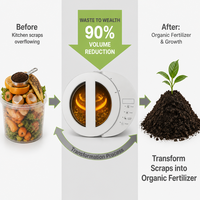 Composteur Électrique de Déchets Alimentaires en Acier Inoxydable à Compostage Rapide (4-6H) – Transformez les Restes en Engrais Écologique pour la Maison