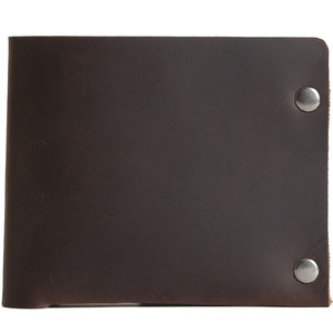 Vintage Handmade Luxury Women's Short Wallet Genuine Leather Top Layer Horizontal Crazy Horse Button Fold Open Portable Daily - Product Image 2