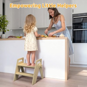 Sgabello per WC Pieghevole in Legno a 2 Gradini per Bambini, Design Moderno per Uso Domestico e in Cucina, Aiuto per l'Addestramento al Vasino - Product Image 3