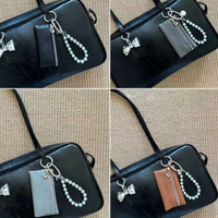 Dompet koin kulit PU Mini, dompet kunci lipstik leher mewah, dompet koin gantungan, tas sederhana