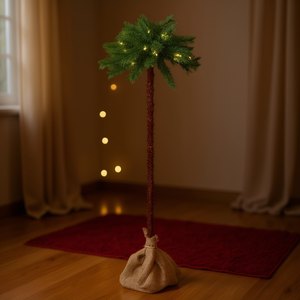 Árbol de Navidad Artificial D0100HXKXIX, Verde, de Tela de Lino, Envuelto en Arpillera, Alta Simulación, Planta Decorativa - Product Image 2