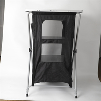 Armoire de camping pliable compacte à 3 étagères, facile à installer en extérieur, pour barbecue, pique-nique, jardin