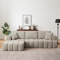 Canapé d'angle convertible en chenille de luxe, grand format, moderne et confortable, avec fonction couchage et mousse à mémoire de forme, idéal pour appartement et hôtel