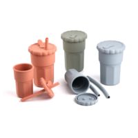 Ensemble de 2 tasses à paille pour nouveau-né, 500 ml + 200 ml, en silicone de qualité alimentaire sans BPA, non toxique, avec poignée personnalisable