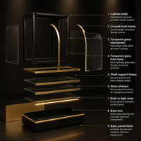Vitrine de présentation de parfums sur mesure noir mat et or, conçue par des experts pour les boutiques de parfums - Vente directe usine - MOQ 1 pièce