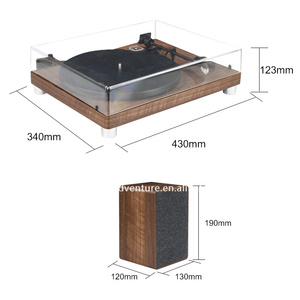 Tourne-disque <span class=keywords><strong>vintage</strong></span> avec haut-parleur externe à entraînement par courroie adapté aux disques vinyles double haut-parleurs stéréo - Product Image 1