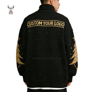 Pull de <span class=keywords><strong>Noël</strong></span> moche pour homme, col roulé, motif tricoté <span class=keywords><strong>Père</strong></span> <span class=keywords><strong>Noël</strong></span>, style urbain, 100% coton, haute qualité, personnalisé Nanteng - Product Image 3