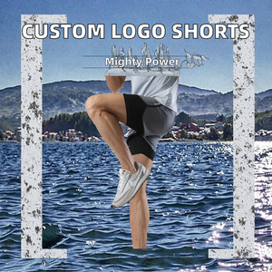 Pantalones cortos deportivos atléticos de secado rápido para hombre, pantalones cortos de gimnasio elásticos de entrenamiento muscular para correr y Baloncesto de doble capa con logotipo personalizado - Product Image 2