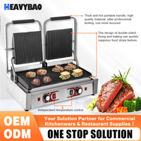 Grill de contact Panini Heavybao en acier inoxydable, barbecue électrique Kamado à plaques semi-creuses pour hôtels et restaurants