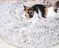 Coussin rond de luxe pour animaux de compagnie, 50 cm, automne-hiver, pour canapé, lit apaisant, pour chat et chien, mobilier apaisant, coussin moelleux pour animaux de compagnie et accessoires