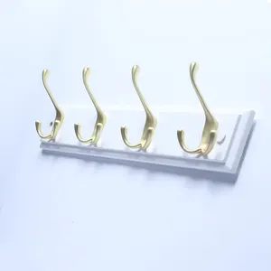 White Wood Wall Hook Mount Coat Rack With Metal Hooks For Hats Coats In Kitchen Bedroom And More