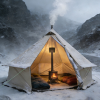 Tente mongole pour 4 personnes, tente cloche, tente avec cheminée, plancher amovible et trou pour poêle, tente cloche