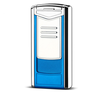 Encendedor portátil de gas butano con logotipo personalizado, mechero recargable a prueba de viento con 3 chorros de llama para cigarros, <span class=keywords><strong>2022</strong></span> - Product Image 5