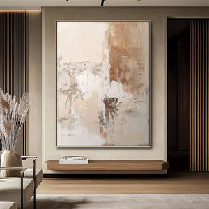 Quadri Decorativi Minimalisti Originali Fatti a Mano su Tela, Grande Opera d'Arte da Parete Astratta Neutra per Soggiorno - Product Image 2