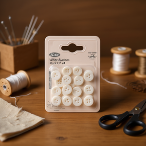 กระดุมสีขาวอิลัน 15 มม. 4 รู แพ็ค 24 ชิ้น สำหรับงานเย็บปักถักร้อยและงานฝีมือ - Product Image 2