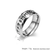 Bijoux à la mode, bague Rune en acier inoxydable, symboles runiques nordiques, bague de doigt païen celtique